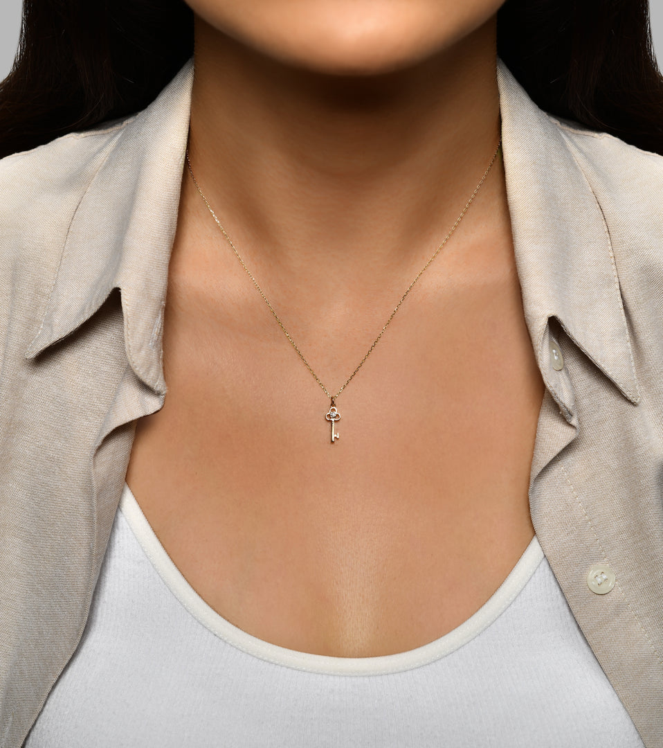 0.02 CT Key Diamond Necklace